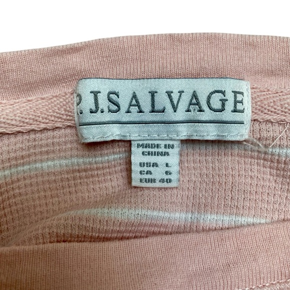 PJ Salvage Thermal Lounge Top Shine Bright Striped Waffle Knit Long Sleeve L - Picture 14 of 15